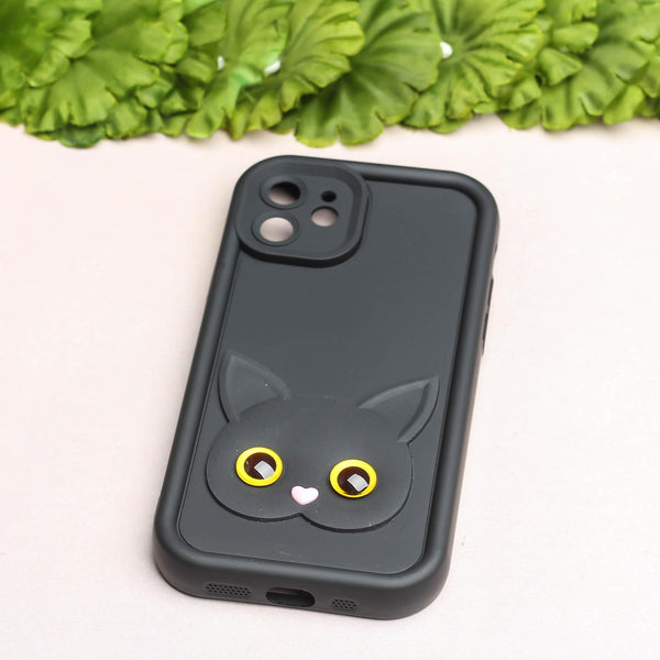 Black Cute Cat Silicone case for Apple iphone 12