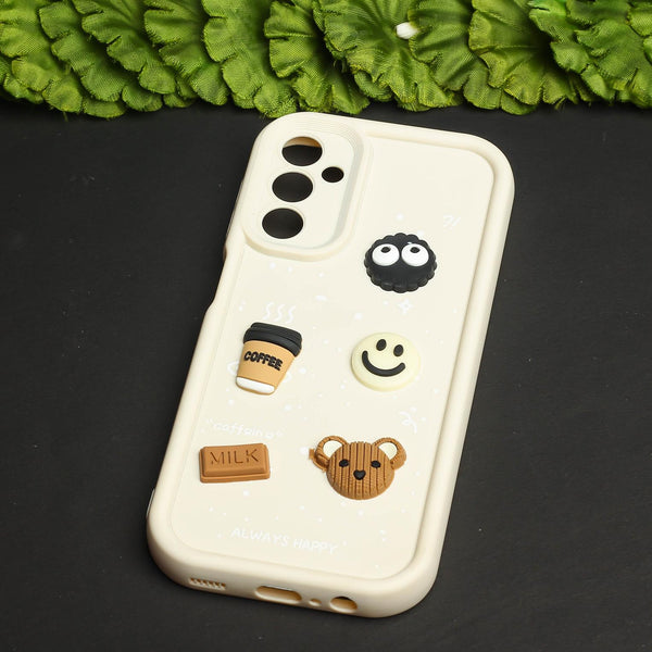 Cream COFFEE (ALWAYS HAPPY) Silicone case for Samsung A35