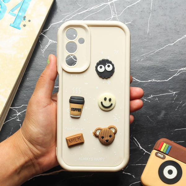 Cream COFFEE (ALWAYS HAPPY) Silicone case for Samsung A35