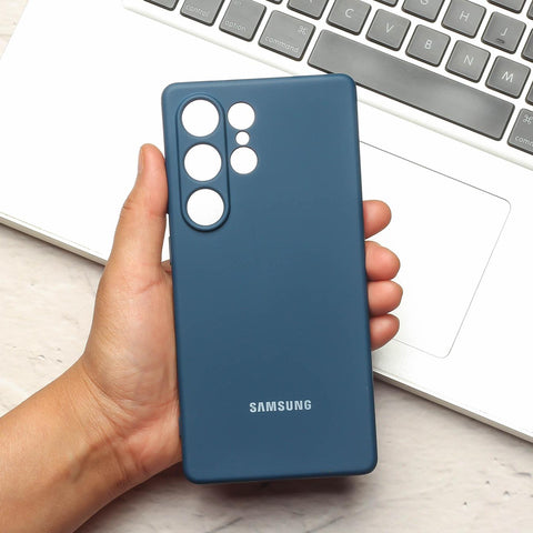 Dark Blue Camera Original Silicone case for Samsung S25 Ultra