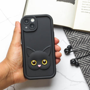 Black Cute Cat Silicone case for Apple iphone 13