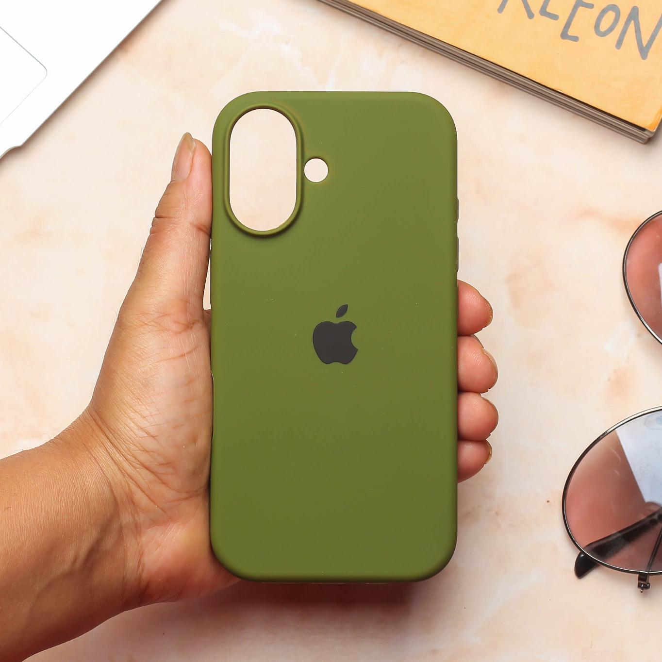 Olive Green Original Silicone case for Apple iphone 16