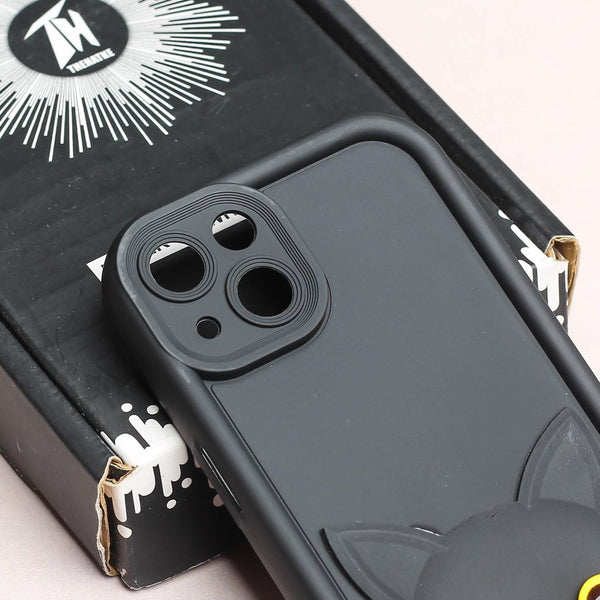 Black Cute Cat Silicone case for Apple iphone 14