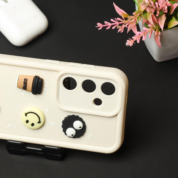 Cream COFFEE (ALWAYS HAPPY) Silicone case for Samsung A14