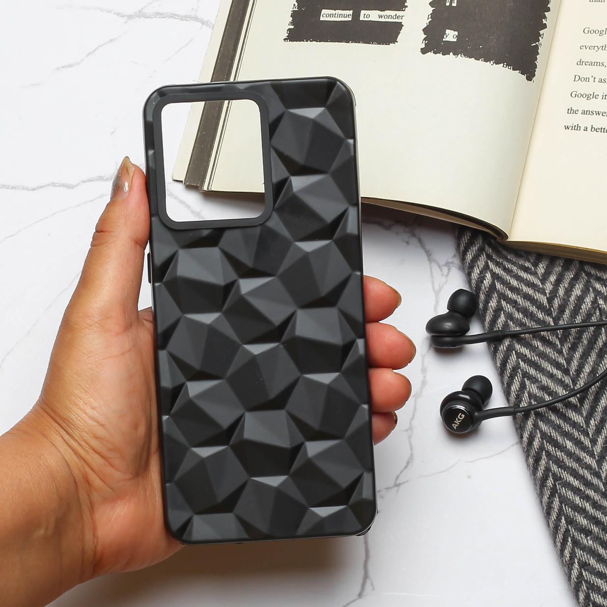 Black Square Diamond Silicone case for Motorola Edge 40 Neo