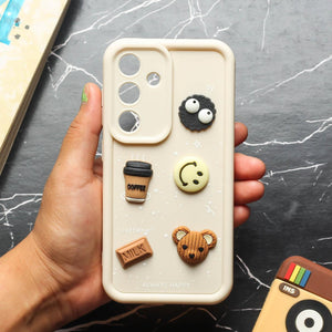 Cream COFFEE (ALWAYS HAPPY) Silicone case for Samsung A14