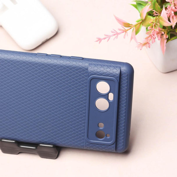 Dark Blue Line Wave Silicone Case for Google Pixel 6