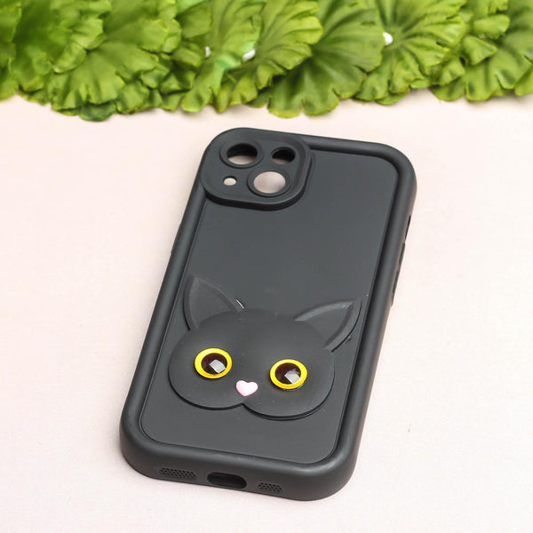 Black Cute Cat Silicone case for Apple iphone 13