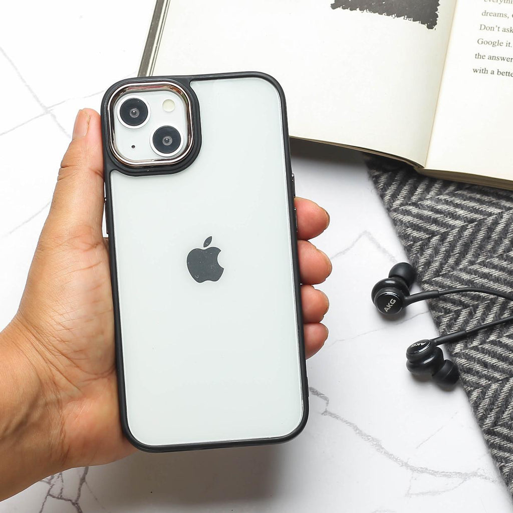 Black Metal Safe Transparent Case for Apple iPhone 13 – The Hatke Black Metal Safe Transparent Case for Apple iPhone 13 – The Hatke
