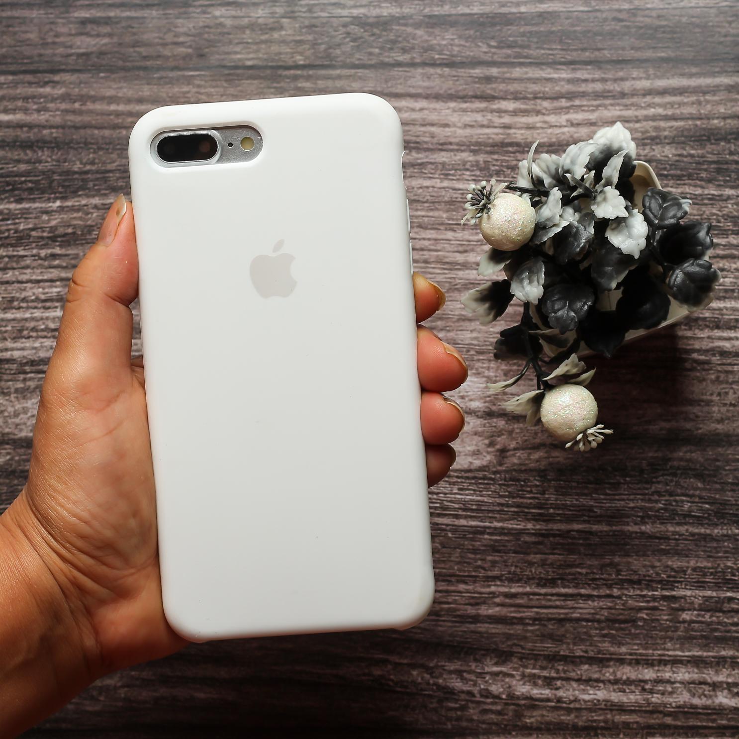 White Original Silicone case for Apple iphone 8 Plus