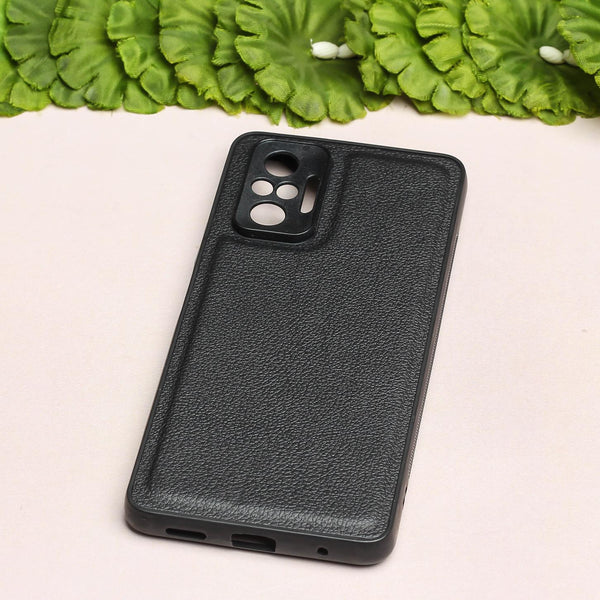 Raised Edges Black Leather Case for Redmi Note 10 Pro Max