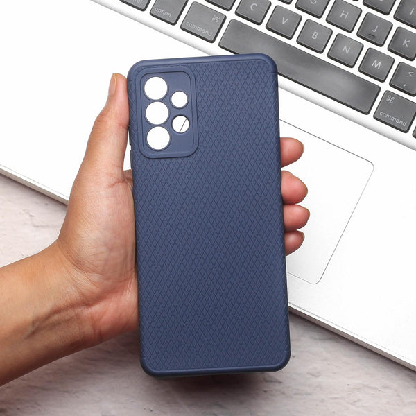 Dark Blue Line Wave Silicone Case for Samsung A32 4G