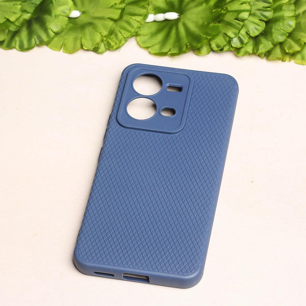 Dark Blue Line Wave Silicone Case for Vivo V25