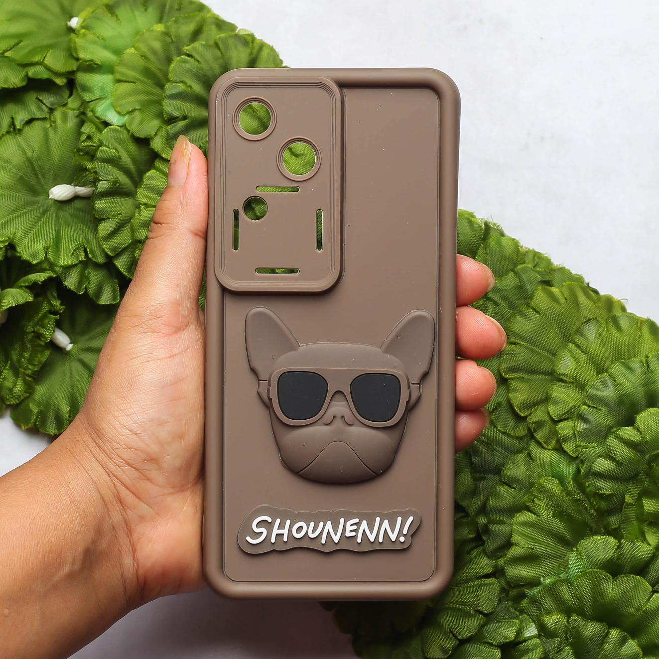 Dark Brown SHOUNENN BULLDOG Silicone case for Vivo V30