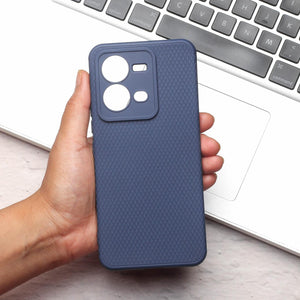Dark Blue Line Wave Silicone Case for Vivo V25