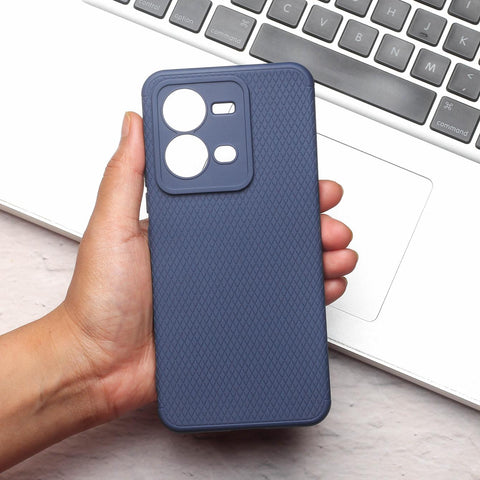 Dark Blue Line Wave Silicone Case for Vivo V25