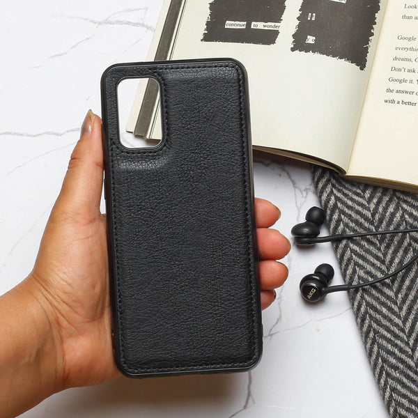 Raised Edges Black Leather Case for Oppo Reno 6