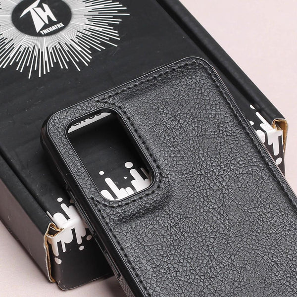 Raised Edges Black Leather Case for Oppo Reno 6