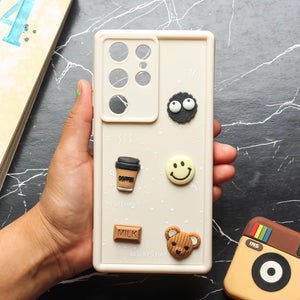 Cream COFFEE (ALWAYS HAPPY) Silicone case for Samsung S23 Ultra