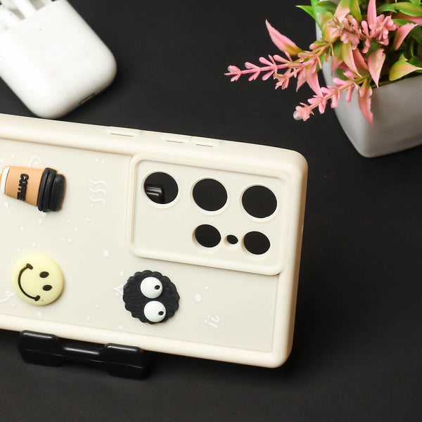 Cream COFFEE (ALWAYS HAPPY) Silicone case for Samsung S23 Ultra