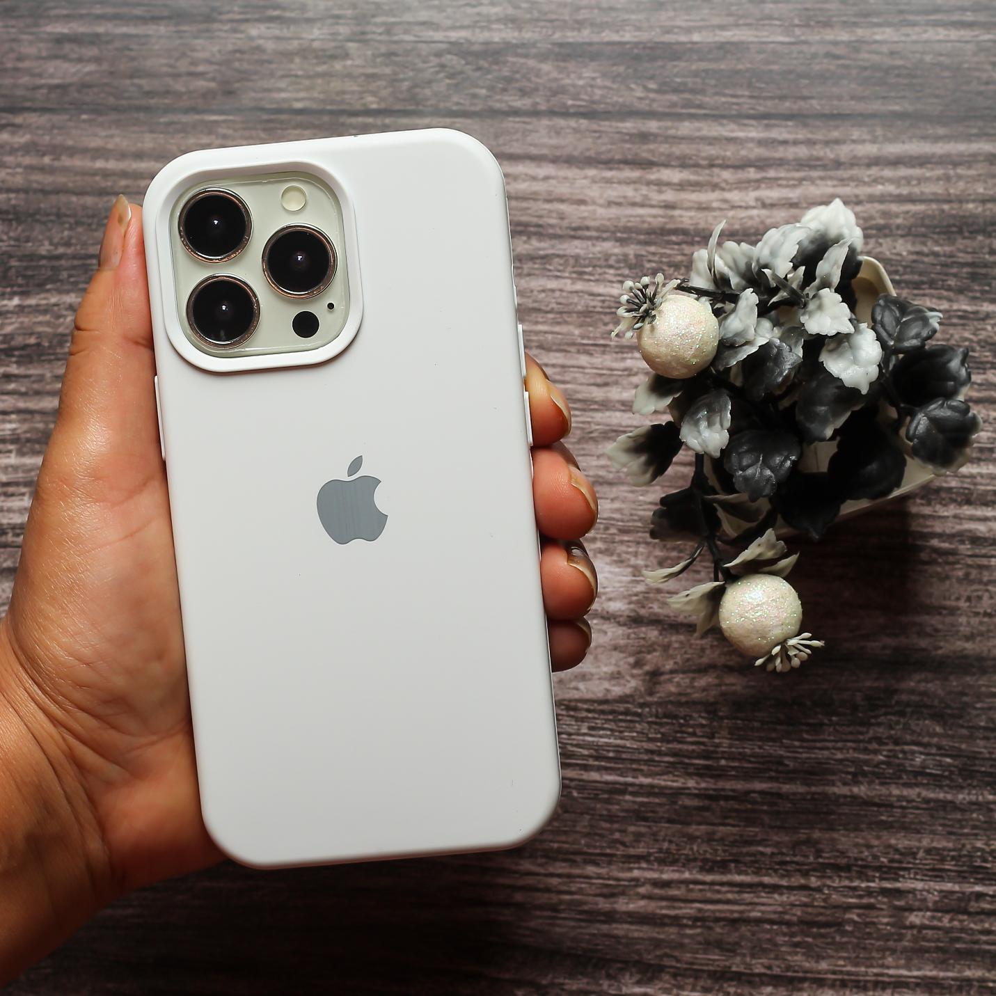 White Original Silicone case for Apple iphone 14 Pro Max – The Hatke