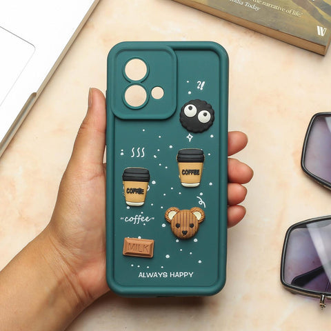 Dark Green COFFEE (ALWAYS HAPPY) Silicone case for Motorola G84