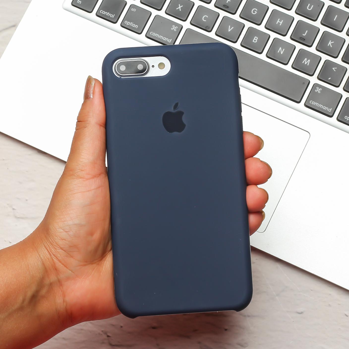 Dark Blue Original Silicone case for Apple iphone 8 Plus