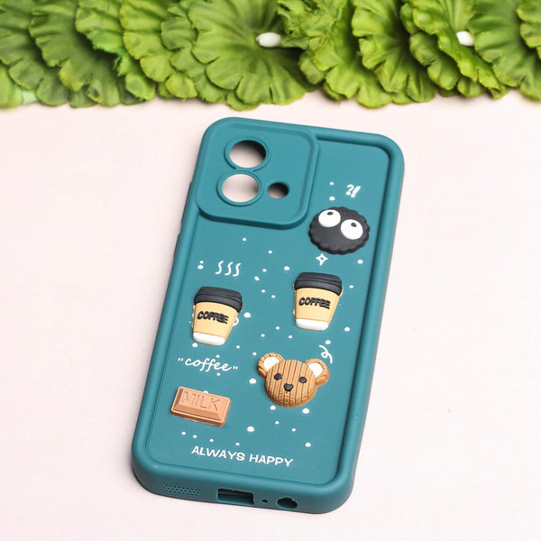 Dark Green COFFEE (ALWAYS HAPPY) Silicone case for Motorola G84