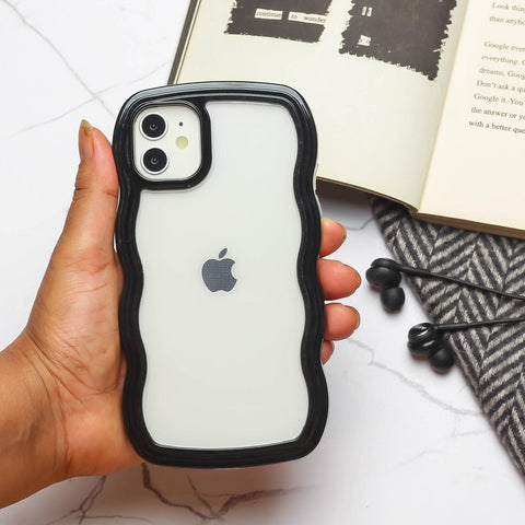 Black Zig Zag Frame  Silicon Case for Apple Iphone 11