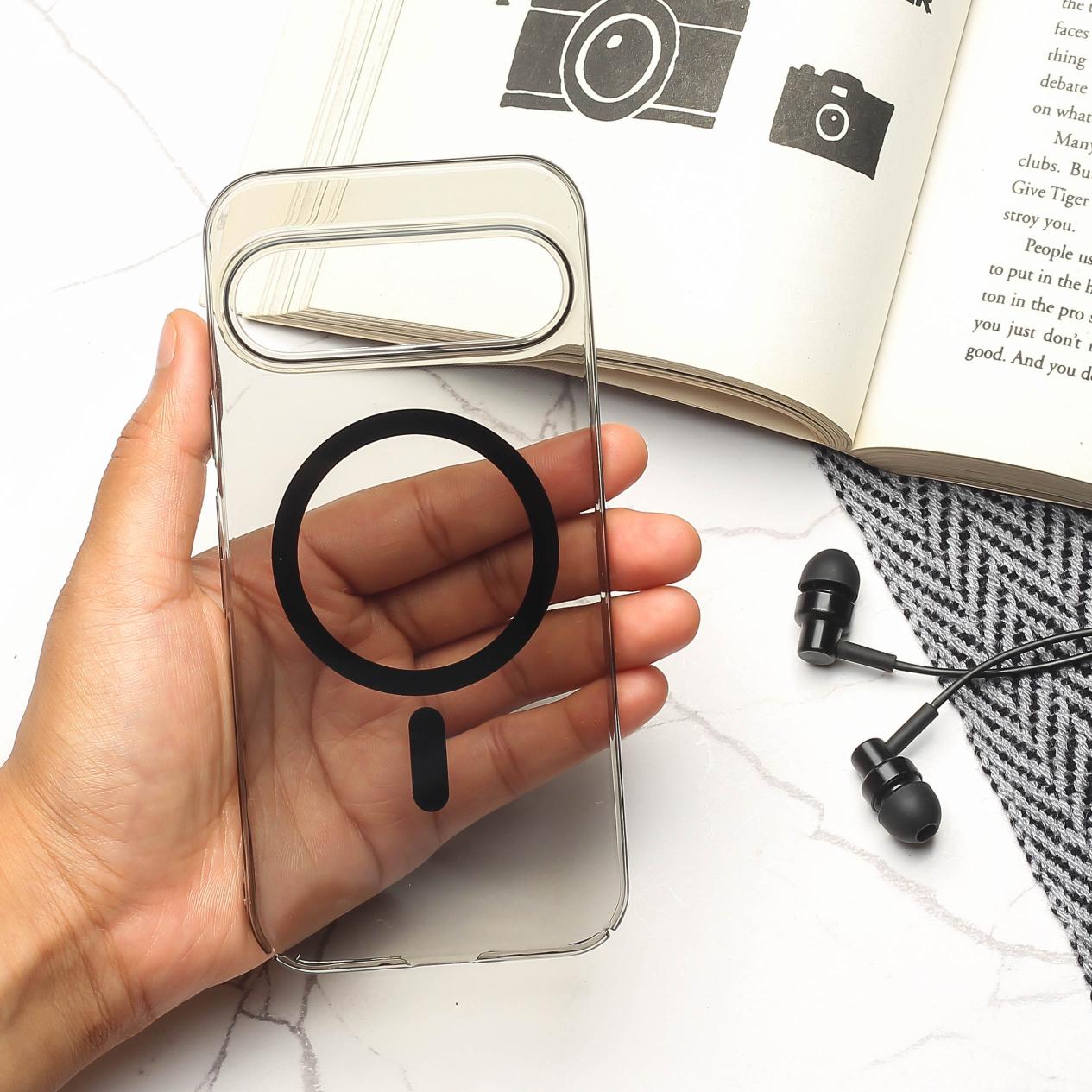 Black Shine Magsafe Transparent Case for Google Pixel 9 Pro