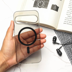 Black Shine Magsafe Transparent Case for Google Pixel 9 Pro