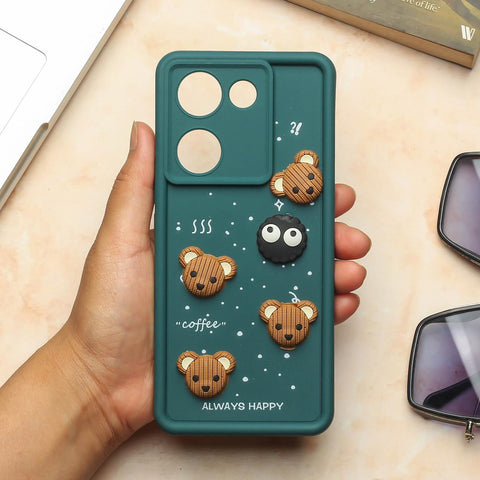 Dark Green COFFEE (ALWAYS HAPPY) Silicone case for Vivo V29e