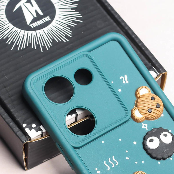 Dark Green COFFEE (ALWAYS HAPPY) Silicone case for Vivo V29e