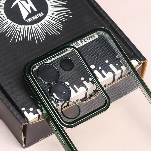 Green 6D Chrome Logo Cut Transparent Case for Vivo Y200