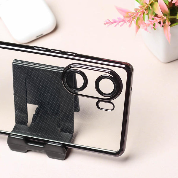 Black 6D Chrome Logo Cut Transparent Case for Vivo V29E