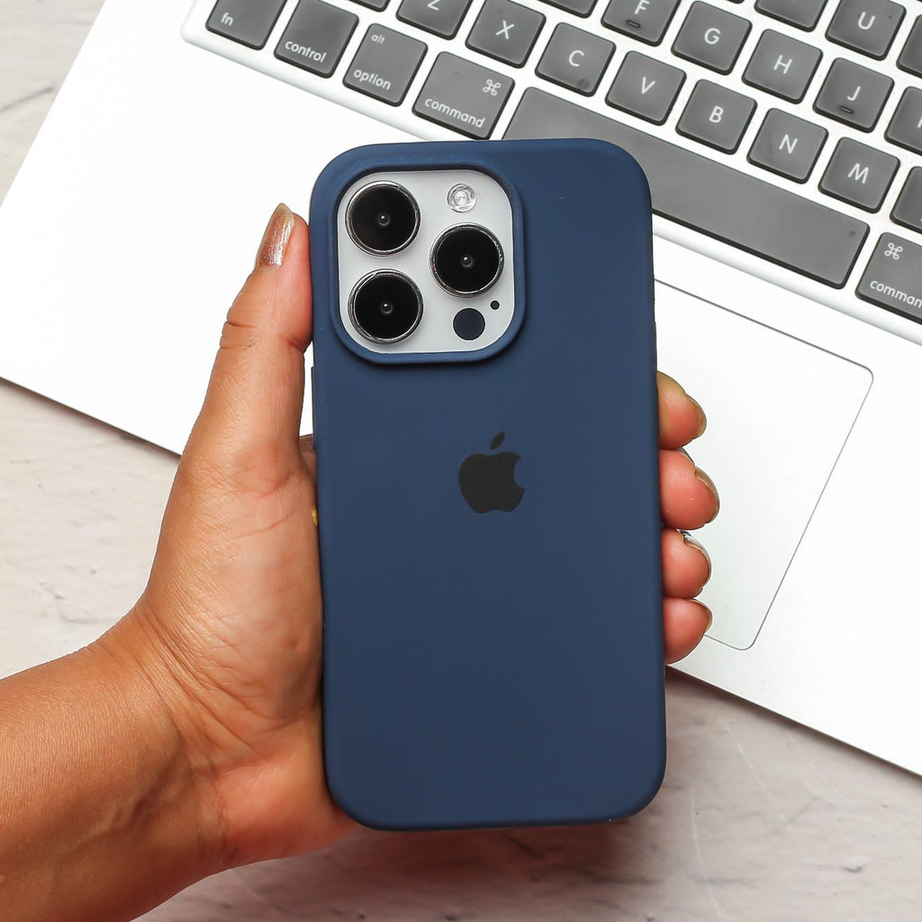 Dark Blue Original Silicone case for Apple iphone 14 Pro โ The Hatke