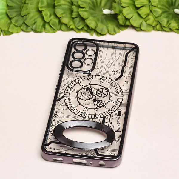 Black Watch Machine Logo Cut Transparent Case for Samsung A32 4g