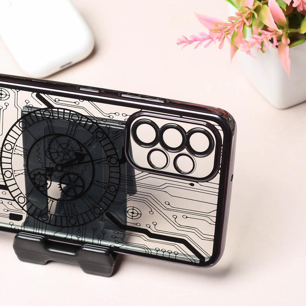 Black Watch Machine Logo Cut Transparent Case for Samsung A32 4g