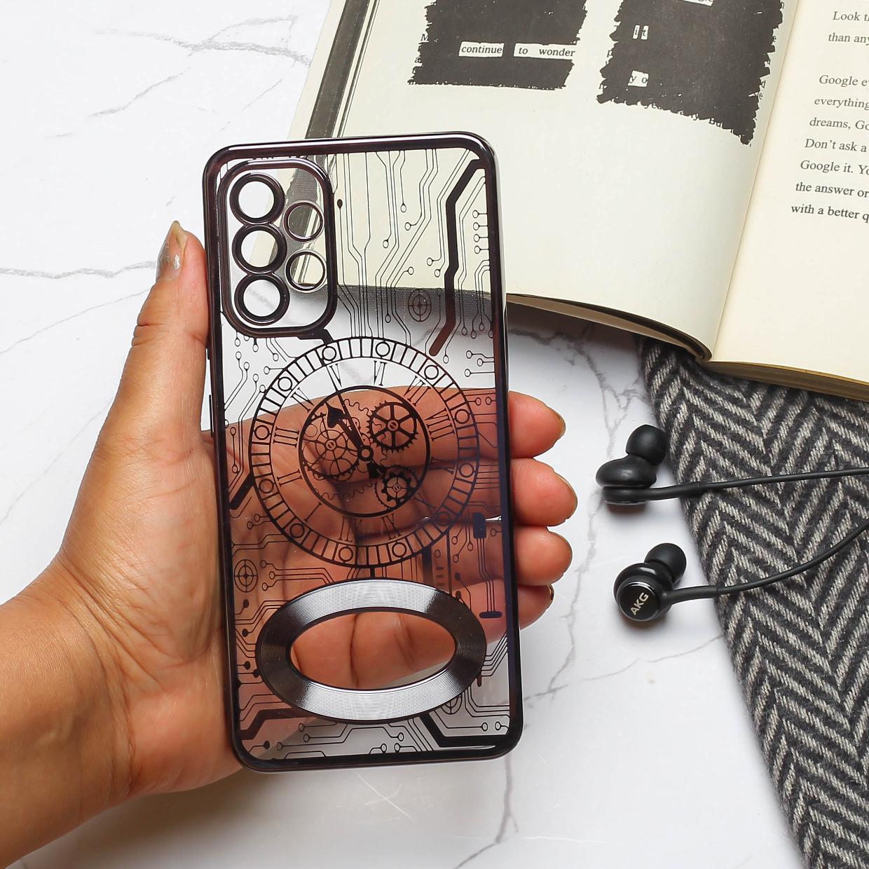 Black Watch Machine Logo Cut Transparent Case for Samsung A32 4g