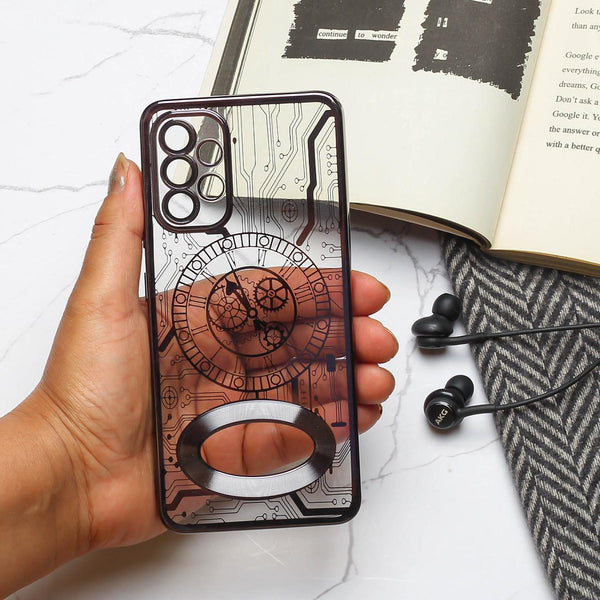 Black Watch Machine Logo Cut Transparent Case for Samsung A32 4g