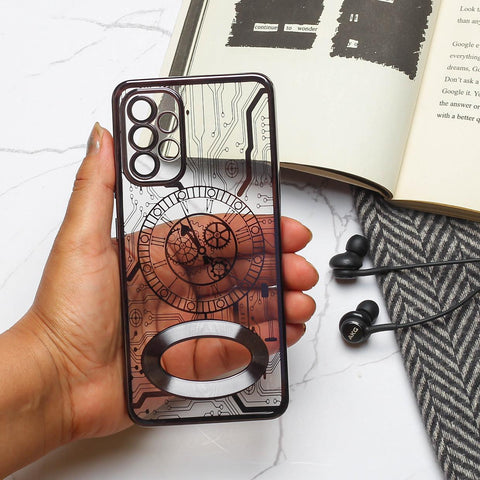 Black Watch Machine Logo Cut Transparent Case for Samsung A32 4g