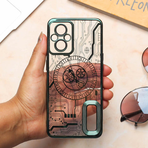 Green Watch Machine Logo Cut Transparent Case for Oppo F21 Pro