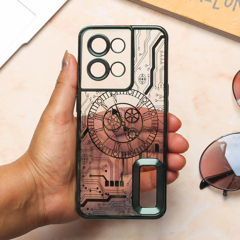 Green Watch Machine Logo Cut Transparent Case for Oppo Reno 8