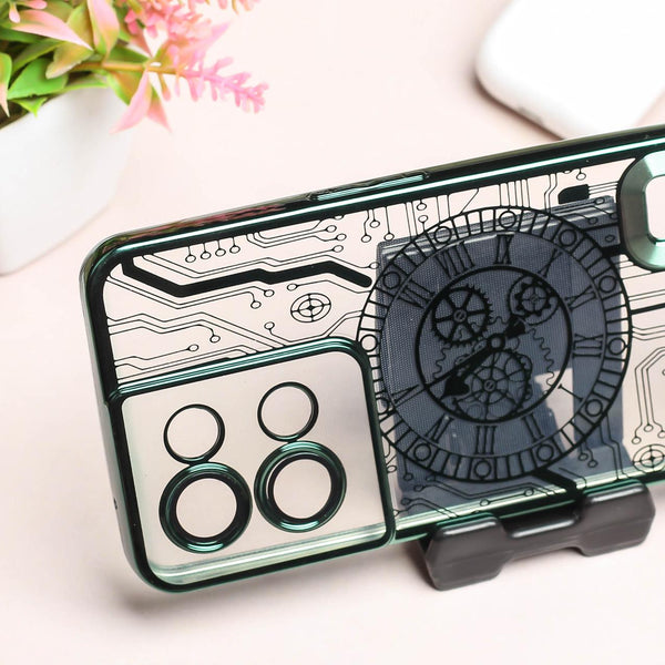 Green Watch Machine Logo Cut Transparent Case for Oppo Reno 8