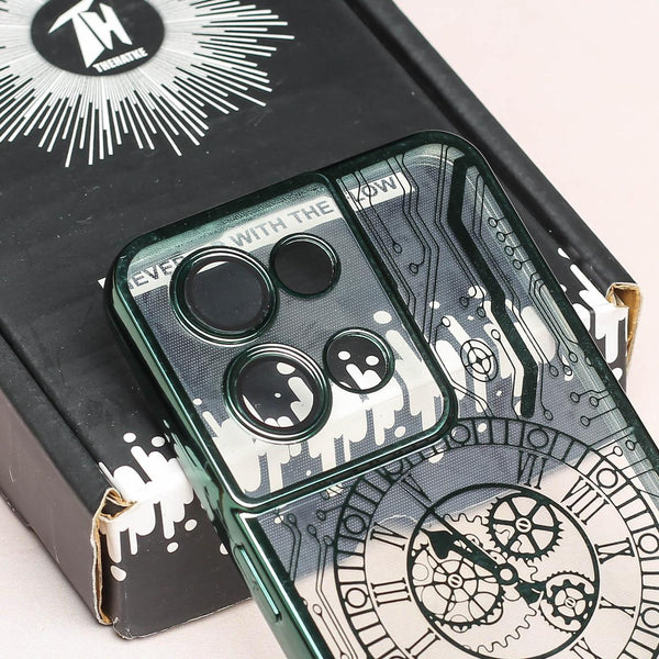 Green Watch Machine Logo Cut Transparent Case for Oppo Reno 8