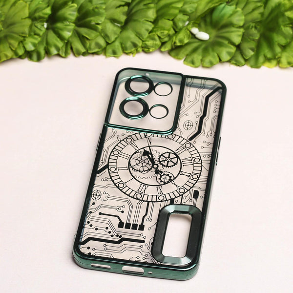 Green Watch Machine Logo Cut Transparent Case for Oppo Reno 8