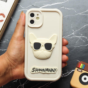 Cream SHOUNENN BULLDOG Silicone case for Apple iphone 11