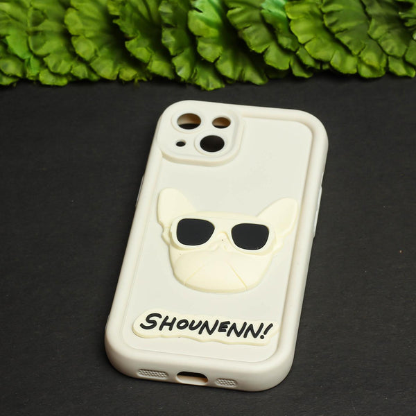 Cream SHOUNENN BULLDOG Silicone case for Apple iphone 13