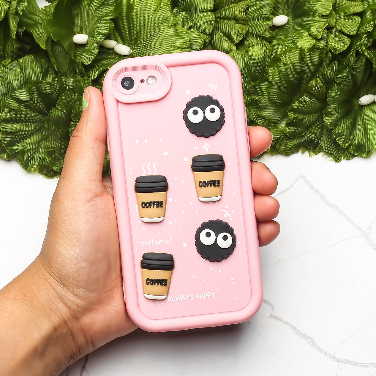 Pink COFFEE (ALWAYS HAPPY) Silicone case for Apple iphone 7