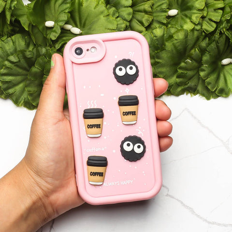Pink COFFEE (ALWAYS HAPPY) Silicone case for Apple iphone 7